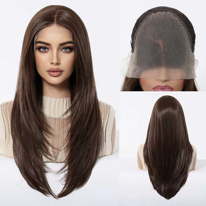 Area Lace Wigs Synthetic Future Fiber Long Natural Layered Color Blonde Soft Wave Mixed Color