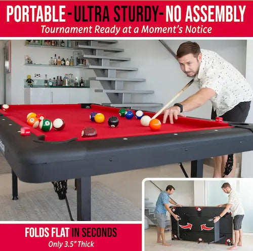 GoSports Portable Foldable Billiards Table (6ft / 7ft / 8ft) – Complete Billiards Set