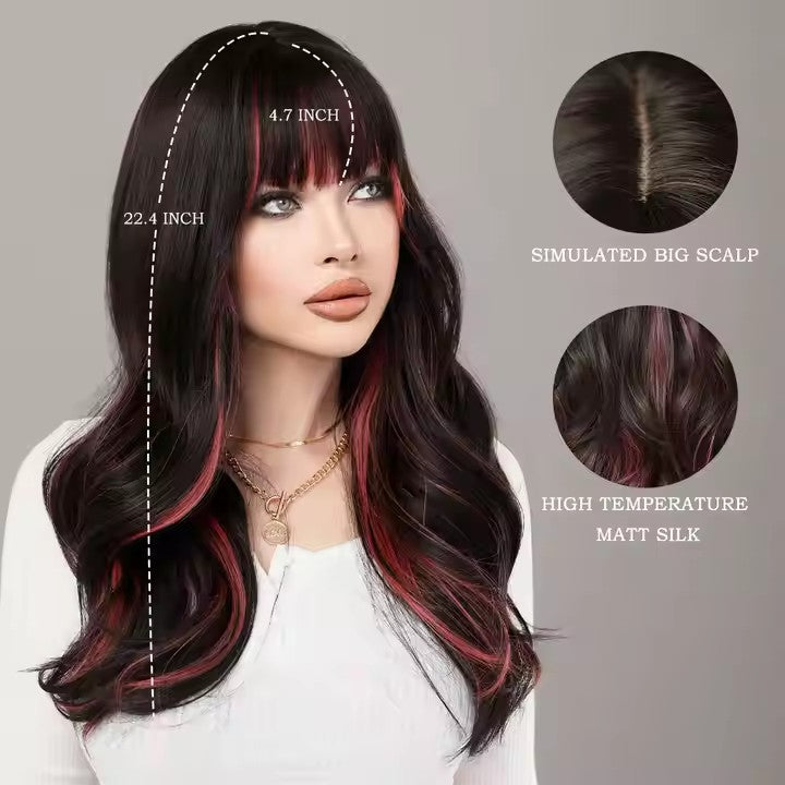 Striped Body Wavelength Waves Synthetic Wigs Women Standout Synthetic Wigs Bangs