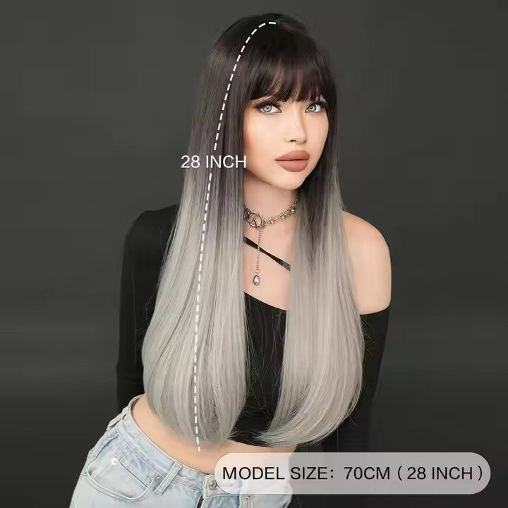 Wig with Bangs Synthetic Cruella De Vil Costume Wig Women's Role Play Anime Party